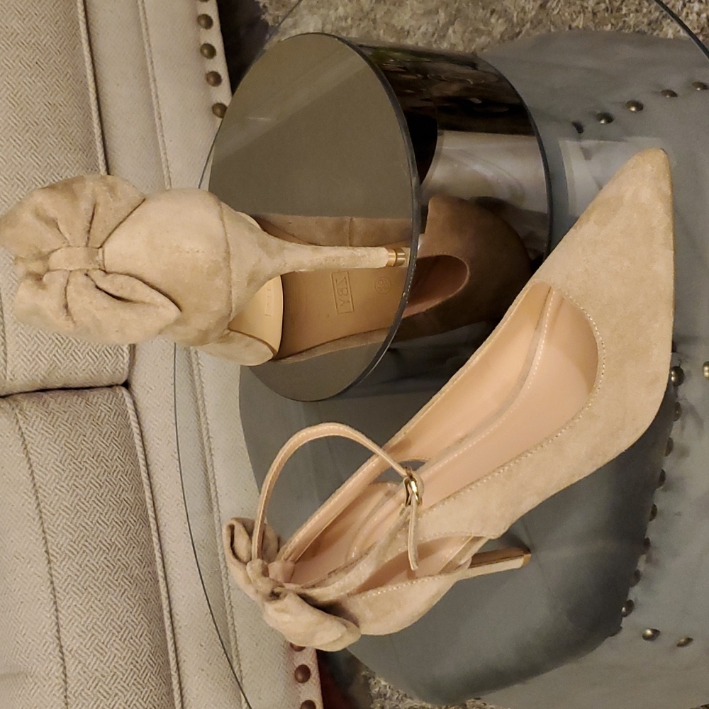 Faux Suede Bow Heels - Picture 2 of 6